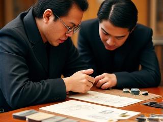 職人が顧客と時計のデザインについて話し合う